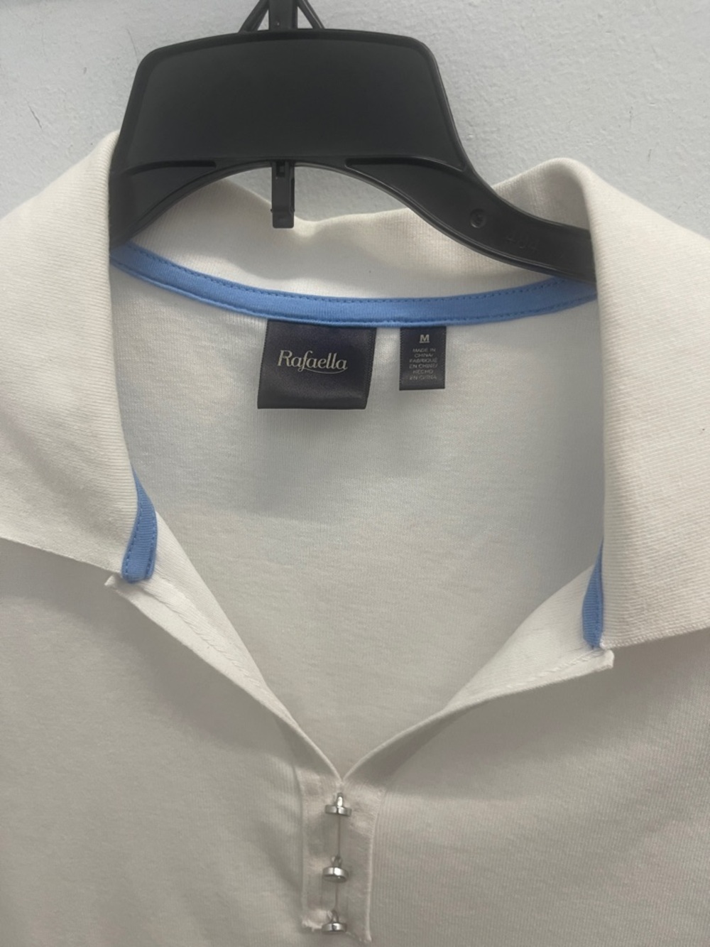 Rafaella White Polo with Light Blue Trim Detail